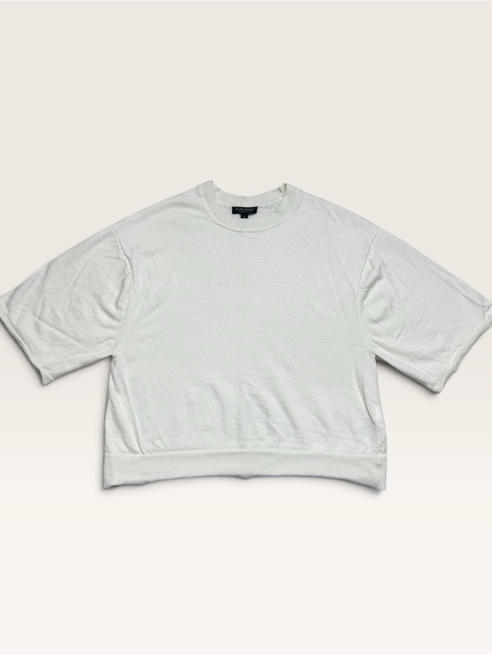 Banana Republic 100% Merino Wool Short Sleeve Sweater Ivory Large